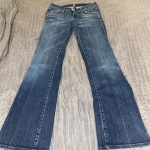 Blue low rise bootcut jeans